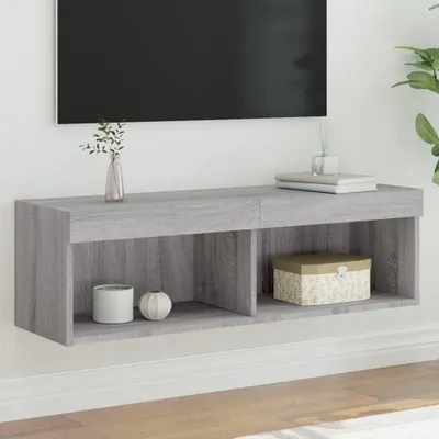 Image de vidaXL Armoire TV avec lampes LED Gris Sonoma 100x30x30 cm