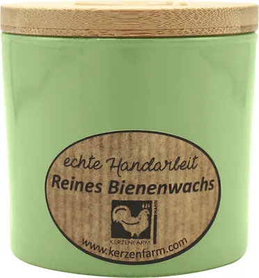 Produktbild von Bienenwachskerze im Trendglas, Salbei, 100% reines Bienenwachs, KERZENFARM HAHN, 70/70 mm, Brenndauer ca. 17h