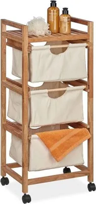 Produktbild von Badezimmerregal mit 3 Wäschekörben beige