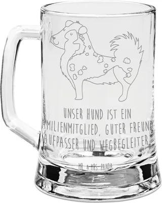 Produktbild von Mr. & Mrs. Panda Krug Hund Australien Shepherd - Transparent - Geschenk, Humpen, Glaskrug, Bierkrug graviert, Sprüche, Spruch, Gravur, Familie, Seidel