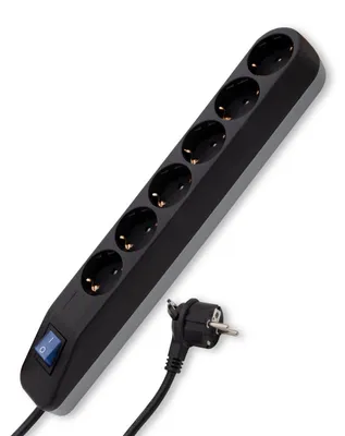 Produktbild von REV Steckdosenleiste Ice - mit Schalter, 6-Fach, Kabel 1,4m, 3680W, schwarz