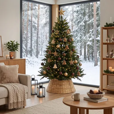 Produktbild von Salcar Weide Ratten Weihnachtsbaum Rock in Natur Farbe - 68 cm - Christbaum Weihnachtsbaum Ständer Weihnachtsdeko