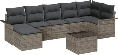 Obrázok produktu pre vidaXL Záhradná sedacia súprava s vankúšmi s úložným priestorom 8 ks Grey Poly Rattan