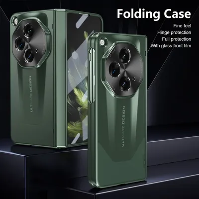 Produktbild von Handyhülle für OnePlus Open/Oppo Find N3, Luxus Robuste All-Inclusive Hülle mit Scharnier und Displayschutz Grün