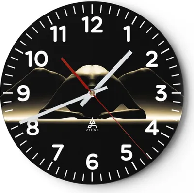 Produktbild von Wanduhr - Rund - Glasuhr - Nackter Körper Modell künstlerische Pose - 40x40cm - Schleichendes Uhrwerk - Lautlos - zum Aufhängen bereit - Dekoration Modern - Wanddekoration aus Glas - C4AR40x40-0321