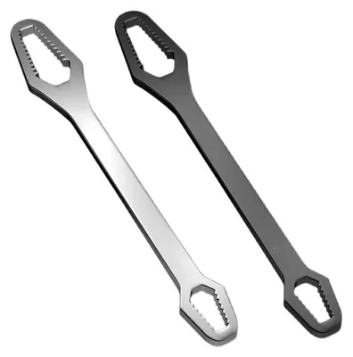 Immagine prodotto di INF Set di chiavi a doppia testa 8-22mm, auto-serrante, regolabile, nero e argento (2 pezzi)