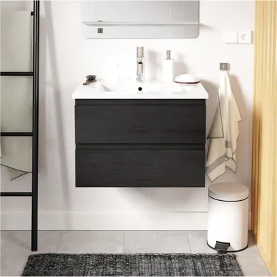Produktbild von Einzelwaschtisch-Set 60 cm mit Keramikplatte und Chromhahn SORRENTO