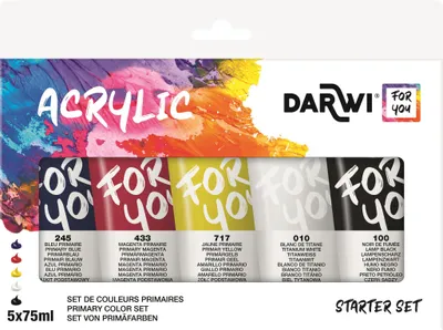 Produktbild von Darwi Acrylic Paint Set Acrylfarben 5 x 75 ml 5 Stück