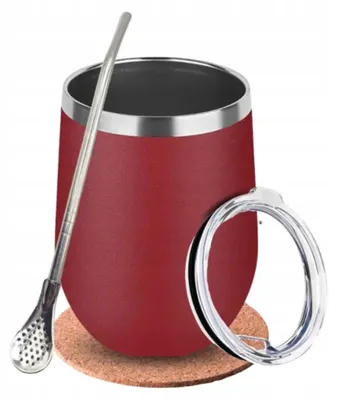 Image de Ensemble comprenant : tasse Matero, couvercle thermique TermoLid, bombilla (paille) et sous-verre, pour yerba mate