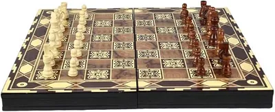 Imagen del producto de Juego de ajedrez y backgammon de madera, 50,8 cm