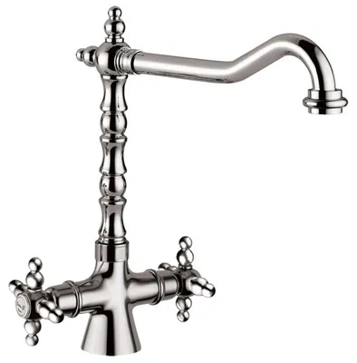 Produktbild von Jugendstil Retro Waschtisch Armatur Silber H. 30,5 cm - Waschbecken Armatur Italy