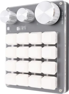 Obrázok produktu pre Klávesnica 16 klávesov 3 tlačidlá BT 2.4G káblové 3 režimy červený prepínač prispôsobiť mechanickú klávesnicu biela