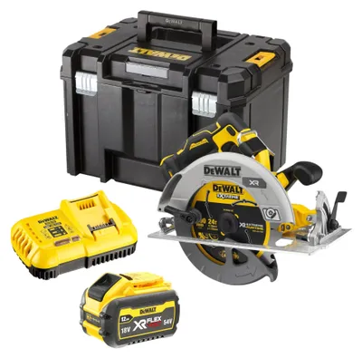 Obrázok produktu pre Akumulátorová okružná píla DeWalt DCS 573 Y1T 18 V 190 x 30 mm bez kefiek + 1x akumulátor 12,0 Ah + nabíjačka + TSTAK