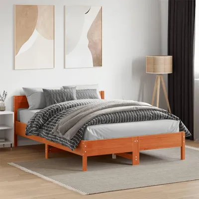 Produktbild von vidaXL Massivholzbett ohne Matratze Wachsbraun 135x190 cm Kiefernholz