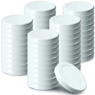 Immagine prodotto di Set di coperchi in metallo per conserve KADAX "Tranas", coperchi a vite per barattoli, bianco, 33 mm, 50 pezzi