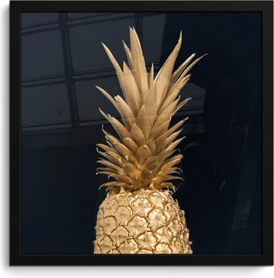Produktbild von MuchoWow® MuchoWow® Gerahmtes Poster Ananas - Gold - Farbe - Schwarz - Obst - Luxus 40x40 cm - Poster mit zchwarzem Bilderrahmen - Mit Rahmen - Wanddekoration Schlafzimmer