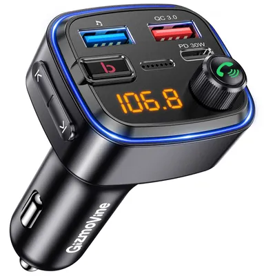Produktbild von Gizmovine Bluetooth Adapter Auto, FM Transmitter mit HiFi Bass Sound & KFZ Freis