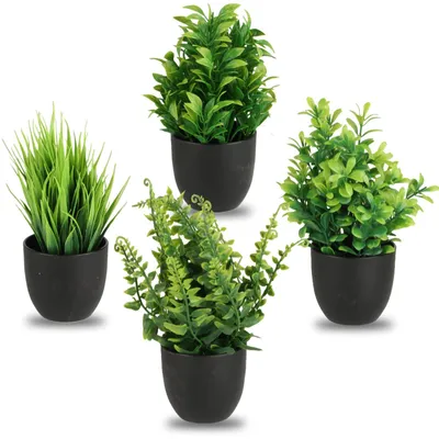 Productafbeelding van 4 stuks kunstplanten met pot, decoratieve planten voor kantoor en huis