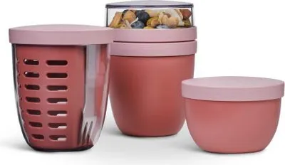 Produktbild von Mepal - Promotion-Set Pots Ellipse 3-teilig - Lunchpot 500 + 200 ml, Fruitpot 600 ml, Snackpot 350 ml - Essensbehälter, Joghurtbecher, to go Becher - Geeignet für Spülmaschine - Vivid Mauve