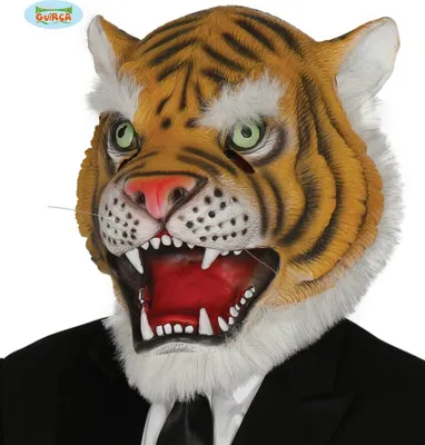 Produktbild von Tiger Maske aus Latex für Erwachsene