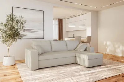 Produktbild von Ecksofa mit Schlaffunktion, ANTONIO ALICE - 248x147x81cm, Ottomane links oder rechts, Schlaffunktion & 2 Bettkästen, Eckgarnitur, Samtbezug in Beige