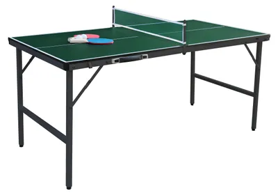Produktbild von COSTWAY Mini Tischtennisplatte klappbar, Tischtennistisch, Ping Pong Tisch mit Netz, 2 Schlägern & Bällen, vormontierter Freizeitstisch, Grün