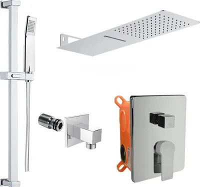 Immagine prodotto di Set doccia Mereo con miscelatore da incasso - 3 vie - coperchio quadrato - CB60157C1N