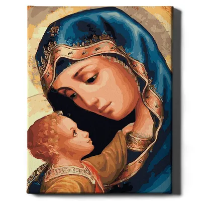 Produktbild von Oh Art! – Malen nach Zahlen Set – 40x50cm, mit Holzrahmen und Pinseln "Mutter Gottes" DIY