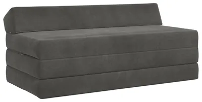 Image de Canapé-lit pliant vidaXL, gris foncé, 120 x 60 x 49 cm, tissu