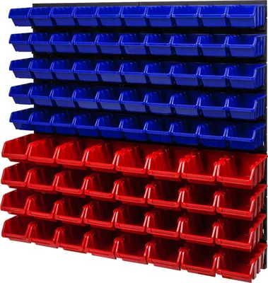 Obrázok produktu pre Stohovacie boxy Nástenná polica Box Otvorené úložné boxy Systém hromadného skladovania 82 boxov