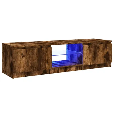 Image de vidaXL Armoire TV avec lampes LED chêne fumé 140x40x36 cm
