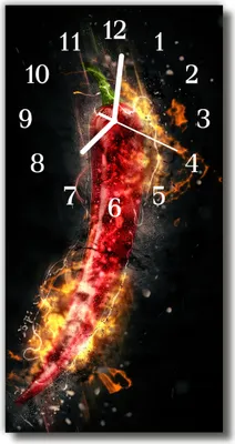 Produktbild von Tulup Glasuhr Wanduhr Küchenuhr Echt-Glas 30x60 Hot Paprika Mehrfarbig