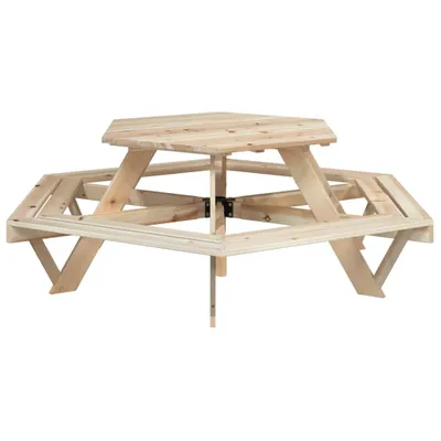 Produktbild von Picknicktisch mit Bänken für 6 Kinder Sechseckig Tannenholz