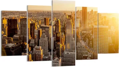 Produktbild von Bild auf Leinwand - Leinwandbild - New York Wolkenkratzer Manhattan - 160x85cm - Wand Bild - Wanddeko - Leinwanddruck - Bilder - Kunstdruck - Leinwand bilder - Wandkunst - EA160x85-2672