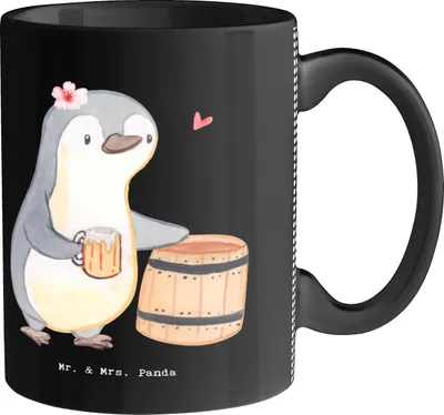 Produktbild von Mr. & Mrs. Panda Kaffeebecher Bierbrauerin Herz - Schwarz - Geschenk, Bierfass, Teetasse, Party, Kaffeetasse, Becher, Hobbybrauen, Keramiktasse, Tasse,