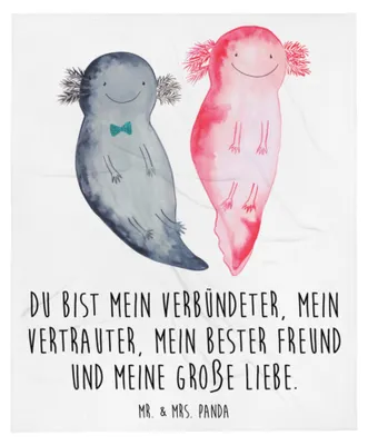Produktbild von Mr. & Mrs. Panda Kuscheldecke Axolotl Freundin - Weiß - Geschenk, Valentinstag, Sofadecke, Tagesdecke, Paar, Couchdecke, Decke, Bettdecke, Liebe