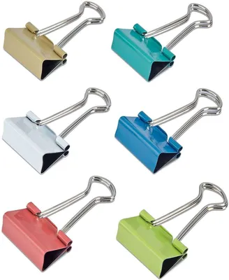 Zdjęcie produktu dla MAUL Zaciski składane mauly® Stal sprężynowa Metal 12 sztuk 25 mm biały niebieski brązowy zielony różowy turkusowy