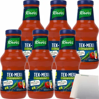 Produktbild von Knorr Tex-Mex Sauce würzig pikant 6er Pack (6x250ml Flasche) + usy Block