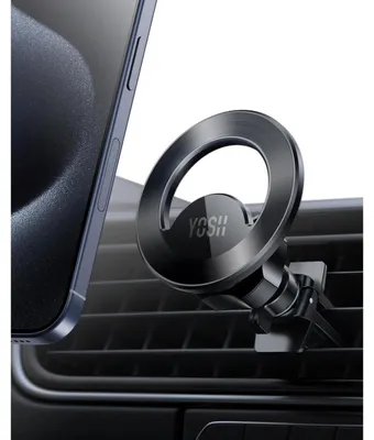 Immagine prodotto di Supporto magnetico per bocchetta dell'aria per dispositivi compatibili con MagSafe, rotazione a 360°, compatibile con iPhone 12, 13, 14 e 15
