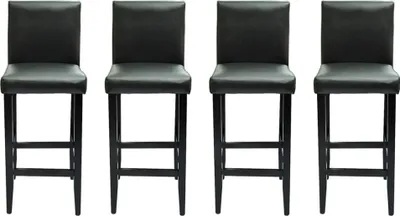Image de Tabourets de bar lot de 4 noir similicuir