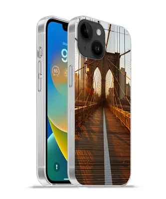 Produktbild von MuchoWow® Handyhülle Schutzhülle Hülle für Apple iPhone 14 - Softcase Brooklyn Bridge in New York bei Sonnenuntergang Silikon Softcase Handy Hülle - Mobiltelefonhülle
