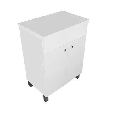 Produktbild von Paplinskimoebel Weiß lackierte Tischplatte mit Waschbecken oder freistehende Kommode - 2 Türen, Metallgriffe, Kapazität, 60,5x40x84 cm