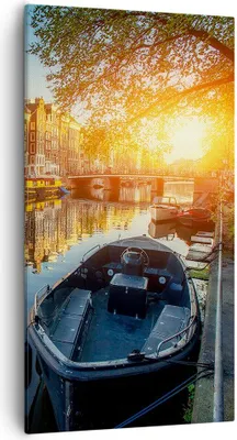 Produktbild von Bild auf Leinwand - Leinwandbild - Kanal Boot Amsterdam Wasser - 55x100cm - Wand Bild - Wanddeko - Leinwanddruck - Bilder - Kunstdruck - Wanddekoration - Leinwand bilder - Wandkunst - PA55x100-2857