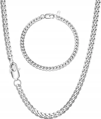 Zdjęcie produktu dla Męski łańcuszek pancerka 5 mm, stal nierdzewna, długość 55 cm, srebrny