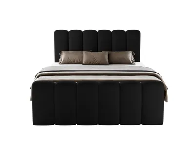 Produktbild von Boxspringbett NOLA 200x200 cm Komplett-Set mit Bettkasten, Bonell-Matratze und Topper, Bouclé Schwarz