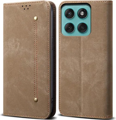 Immagine prodotto di Custodia per Motorola Moto G56, Custodia a portafoglio in pelle con chiusura magnetica e supporto Khaki