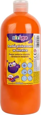 Produktbild von Strigo Farby plakatowe 1000ml - pomarańczowa, do malowania dla dzieci i szkół