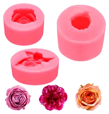 Produktbild von 3 Stück Silikonformen für Kerzen in Blumenform