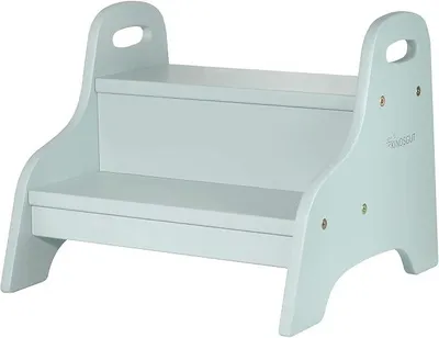 Imagen del producto de Silecomplaza, escalón de madera con asiento, 2 escalones, para niños, color aguamarina