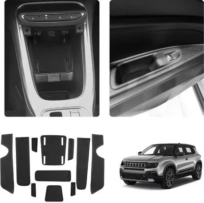 Immagine prodotto di Tappetini in gomma per auto, antiscivolo, neri, per console centrale e portabicchieri